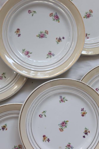 6 assiettes à dessert vintage  Céranord France « Cheverny » - Motif fleuri