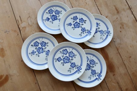 6 vintage dessert plates from Gien, Nancay series.