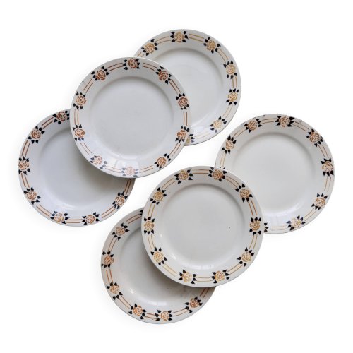 6 assiettes à dessert vintage – Faïence d’Onnaing