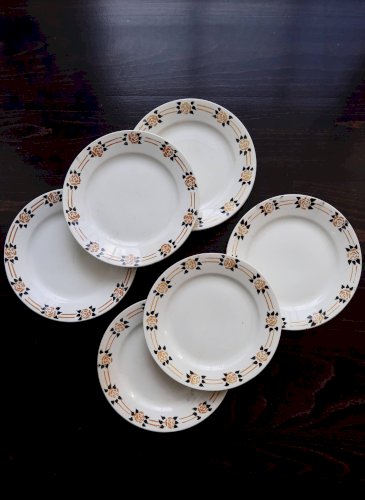 6 assiettes à dessert vintage – Faïence d’Onnaing