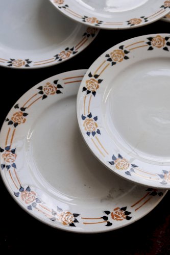 6 assiettes à dessert vintage – Faïence d’Onnaing