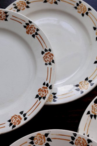6 assiettes à dessert vintage – Faïence d’Onnaing