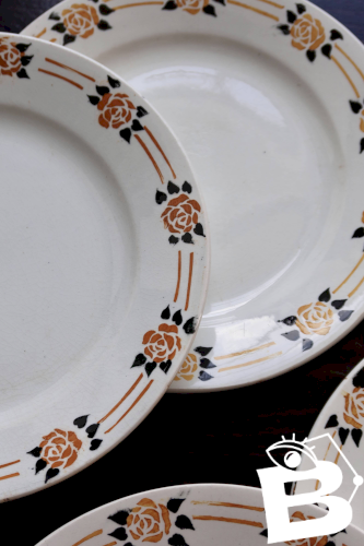 6 assiettes à dessert vintage – Faïence d’Onnaing
