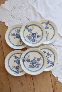 6 assiettes à dessert vintage faience Gien modèle Nancay