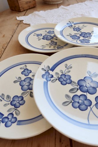 6 assiettes à dessert vintage faience Gien modèle Nancay