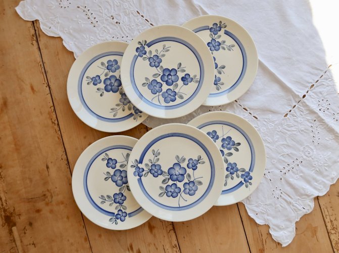 6 assiettes à dessert vintage faience Gien modèle Nancay