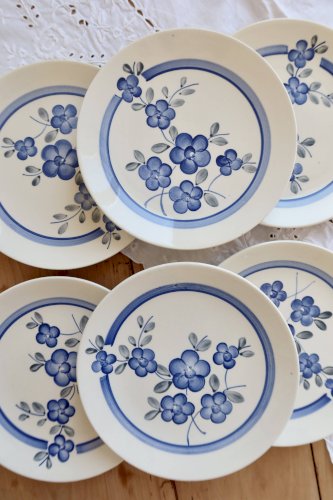 6 assiettes à dessert vintage faience Gien modèle Nancay