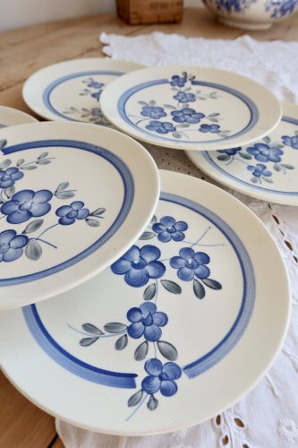 6 assiettes à dessert vintage faience Gien modèle Nancay