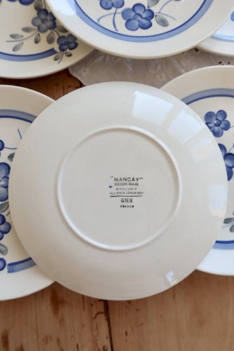 6 assiettes à dessert vintage faience Gien modèle Nancay