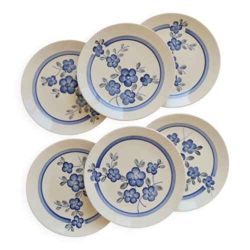 6 assiettes à dessert vintage faience Gien modèle Nancay