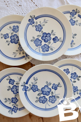 6 assiettes à dessert vintage faience Gien modèle Nancay