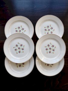 6 assiettes à dessert vintage faïence Lunéville – Modèle Christine