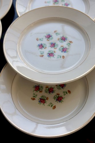 6 assiettes à dessert vintage faïence Lunéville – Modèle Christine