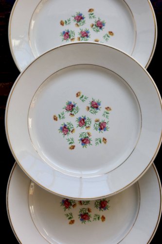 6 assiettes à dessert vintage faïence Lunéville – Modèle Christine