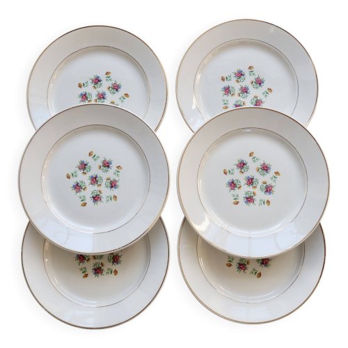 6 assiettes à dessert vintage faïence Lunéville – Modèle Christine
