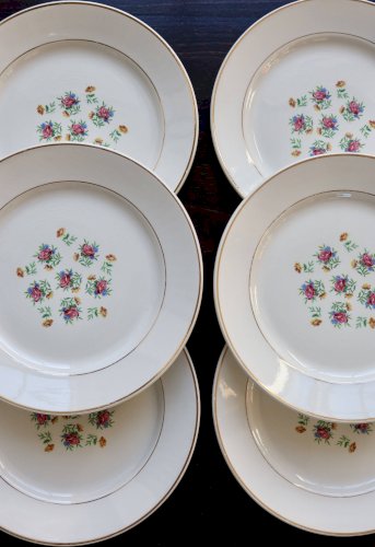 6 assiettes à dessert vintage faïence Lunéville – Modèle Christine