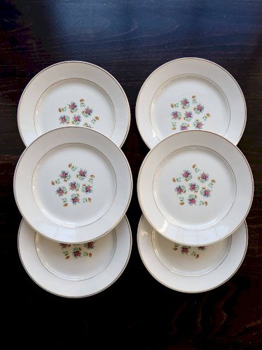 6 assiettes à dessert vintage faïence Lunéville – Modèle Christine