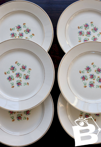 6 assiettes à dessert vintage faïence Lunéville – Modèle Christine