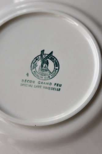 6 assiettes à dessert vintage faïence Moulin des Loups - Motif iris
