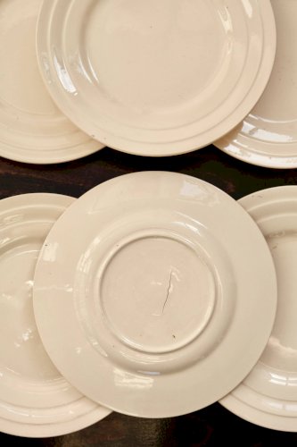 6 assiettes à dessert vintage faïence rose pâle