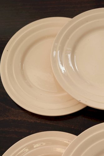 6 assiettes à dessert vintage faïence rose pâle