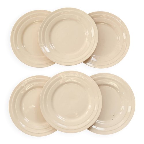 6 assiettes à dessert vintage faïence rose pâle