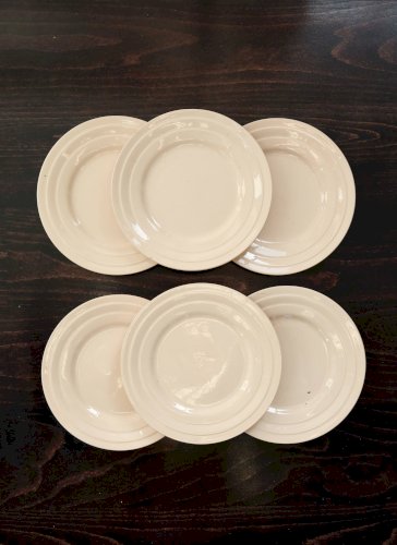 6 assiettes à dessert vintage faïence rose pâle
