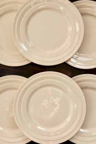 6 assiettes à dessert vintage faïence rose pâle