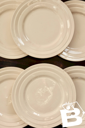 6 assiettes à dessert vintage faïence rose pâle