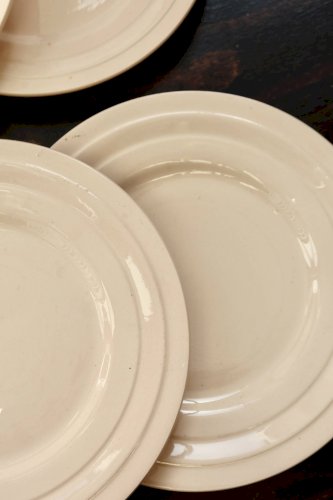 6 assiettes à dessert vintage faïence rose pâle