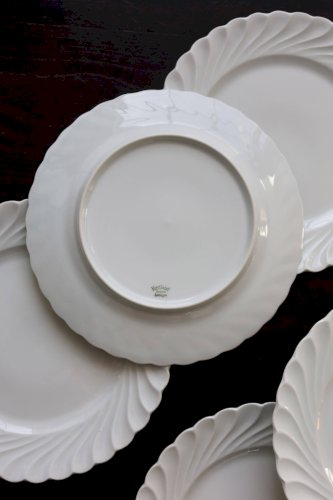 6 assiettes à dessert vintage porcelaine blanche torsadée Limoges Haviland