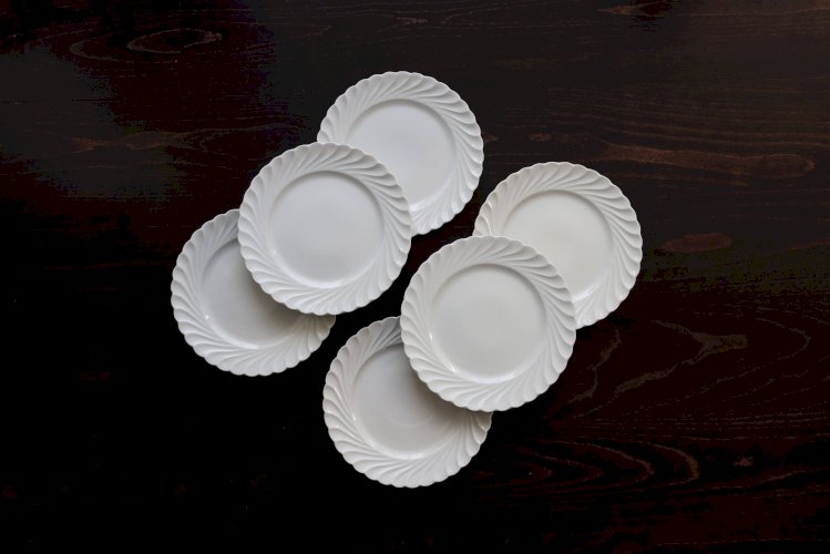 6 assiettes à dessert vintage porcelaine blanche torsadée Limoges Haviland