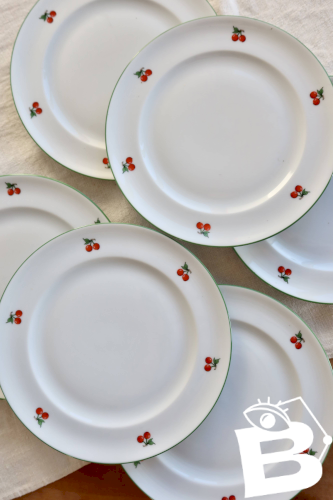 6 assiettes à dessert vintage porcelaine – Tables & Couleurs modèle Cherry