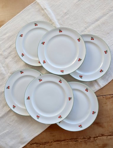 6 assiettes à dessert vintage porcelaine – Tables & Couleurs modèle Cherry