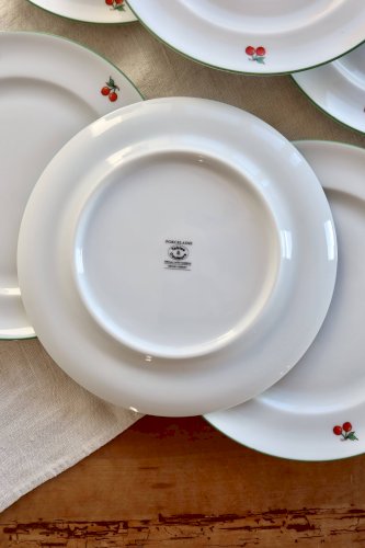 6 assiettes à dessert vintage porcelaine – Tables & Couleurs modèle Cherry