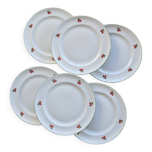 6 assiettes à dessert vintage porcelaine – Tables & Couleurs modèle Cherry
