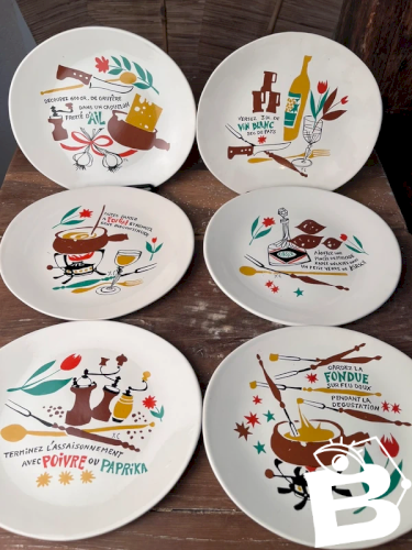 6 assiettes à fondue Salins modèle Thonon