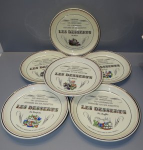 -6 CERAMIC PLATES GIEN THE ADVENTURES OF THE GOURMET THE COLLECTOR D