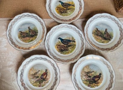 6 "hunting" plates Limoges porcelain