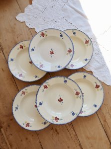 6 assiettes creuse vintage Digoin Sarreguemines modèle Mary-Lou