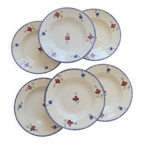 6 assiettes creuse vintage Digoin Sarreguemines modèle Mary-Lou