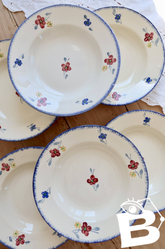 6 assiettes creuse vintage Digoin Sarreguemines modèle Mary-Lou
