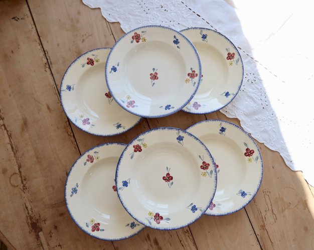 6 assiettes creuse vintage Digoin Sarreguemines modèle Mary-Lou