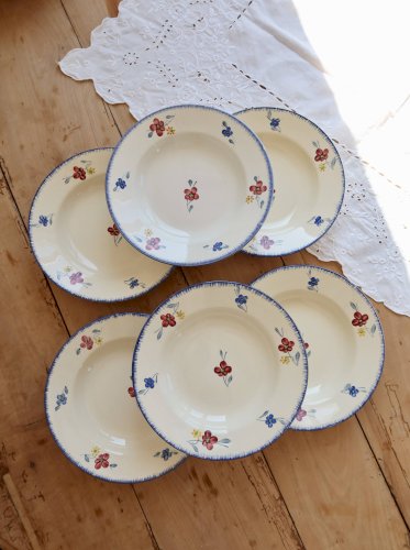 6 assiettes creuse vintage Digoin Sarreguemines modèle Mary-Lou