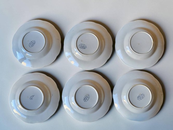 6 assiettes creuses Badonviller modèle Richelieu