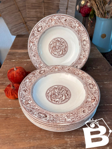 6 assiettes creuses Brownfied modèle Rienzi en terre de fer