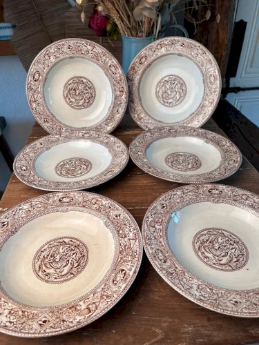 6 assiettes creuses Brownfied modèle Rienzi en terre de fer