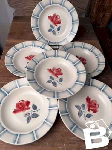 6 assiettes creuses Digoin Sarreguemines modèle Dauphin