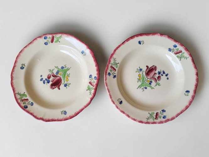 6 assiettes creuses en faïence de Gien modèle Lorraine