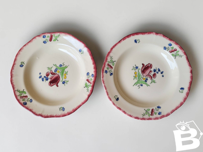 6 assiettes creuses en faïence de Gien modèle Lorraine